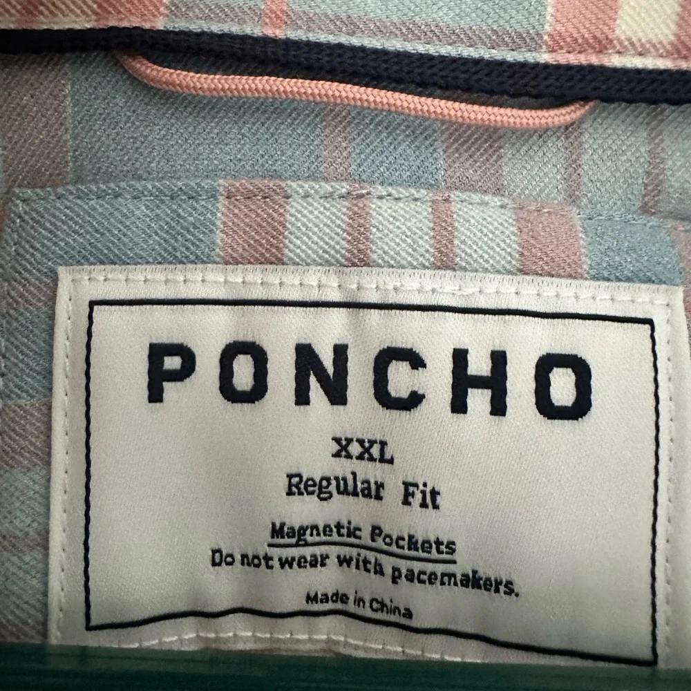 Blue and Pink/Light Red Plaid Men's Shirt - Picture 3 of 3